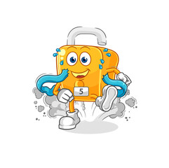 padlock runner character. cartoon mascot vector