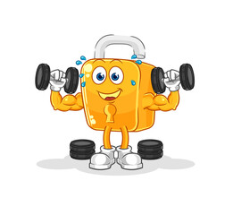 padlock weight training illustration. character vector