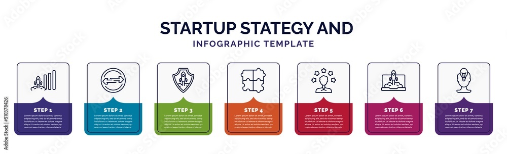 Poster infographic template with icons and 7 options or steps. infographic for startup stategy and concept.