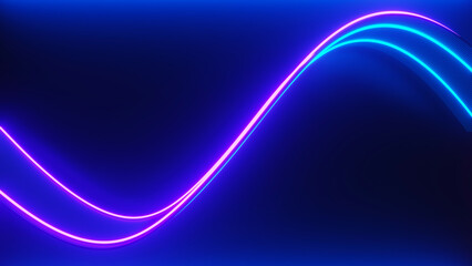 3d render of flash neon and light glowing on dark scene. Speed light moving lines.