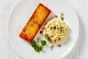 creamed salt cod fluffy pate with toasted polenta