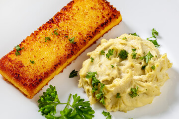 creamed salt cod fluffy pate with toasted polenta