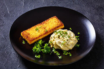 creamed salt cod fluffy pate with toasted polenta