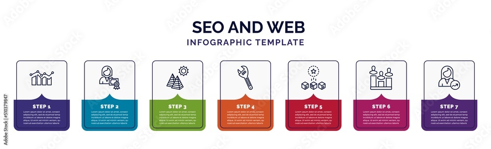 Poster infographic template with icons and 7 options or steps. infographic for seo and web concept. include