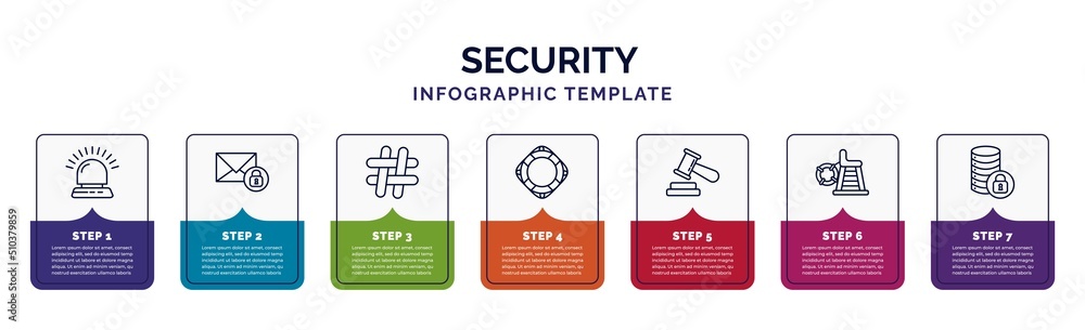 Poster infographic template with icons and 7 options or steps. infographic for security concept. included f