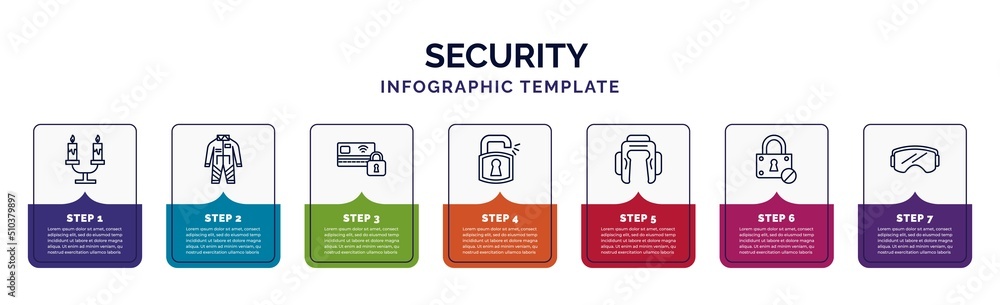 Poster infographic template with icons and 7 options or steps. infographic for security concept. included c