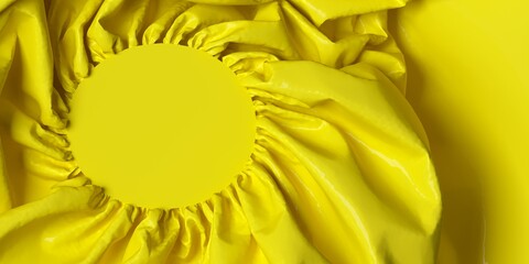Yellow creased background texture with copy space. 3d illustration