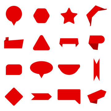 Set of stickers form. Red label shapes for offers, sale tags