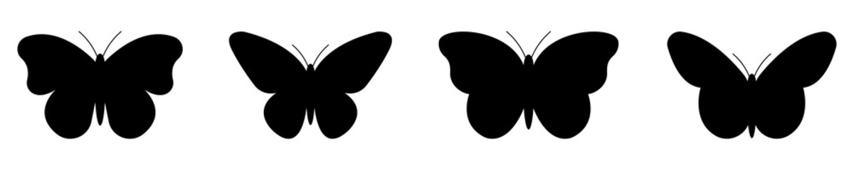 Butterfly icons vector set on white background. Butterfly black silhouette. Beautiful insect. Vector 10 EPS.