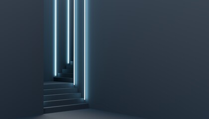 Abstract staircase in the corridor. 3d render