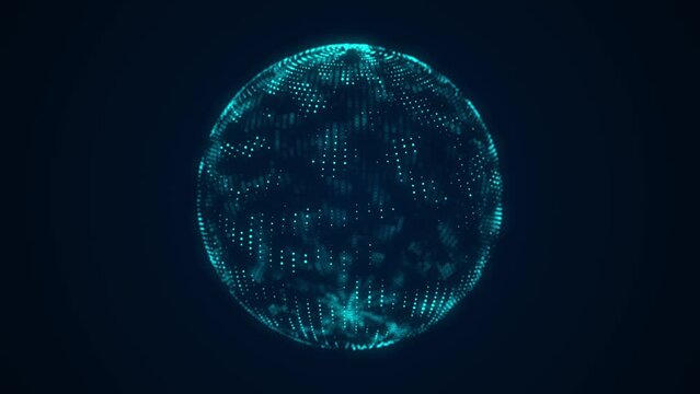 Sci-fi blue sphere with particles. Concept network connection. Frame sphere. Abstract technology background. 3d rendering.
