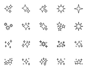 set of sparkle icons, glitter, effect, shiny
