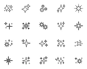 set of sparkle icons, glitter, effect, shiny
