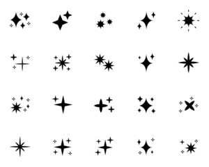 set of sparkle icons, glitter, effect, shiny