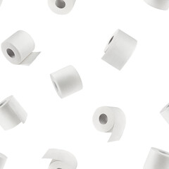 Toilet paper isolated on white background, SEAMLESS, PATTERN