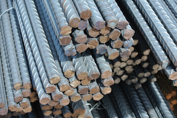 SELANGOR, MALAYSIA -APRIL 30, 2016: Hot rolled deformed steel bars or steel reinforcement bar tied...