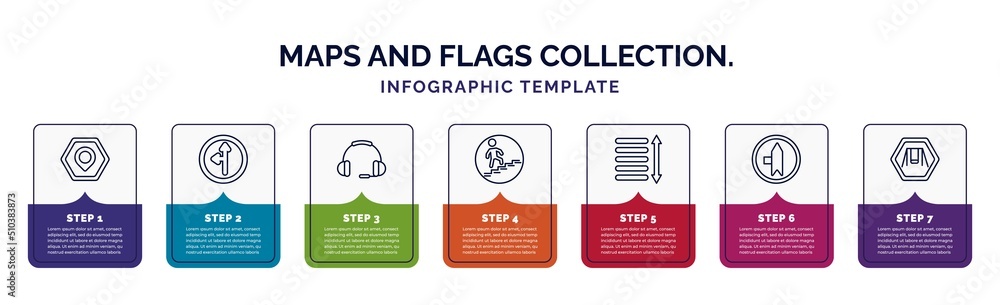 Poster infographic template with icons and 7 options or steps. infographic for maps and flags collection. c