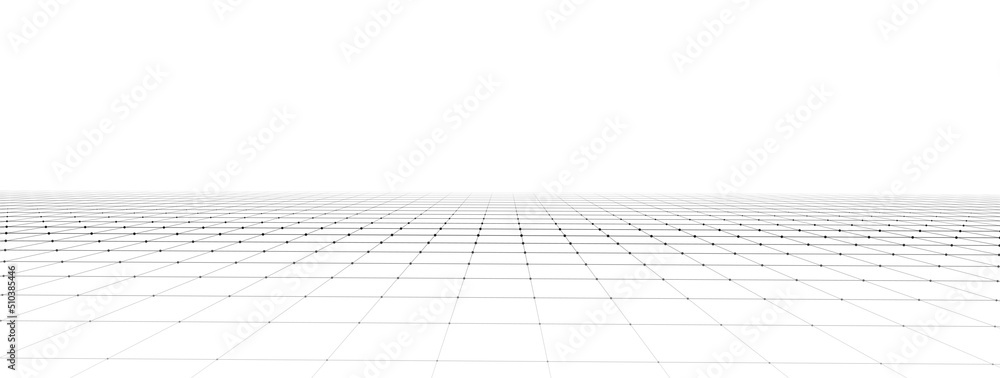 Poster wireframe landscape. vector perspective grid. digital space. mesh on a white background.