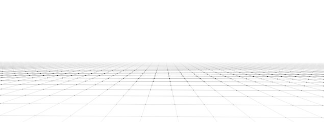 Wireframe landscape. Vector perspective grid. Digital space. Mesh on a white background. - obrazy, fototapety, plakaty