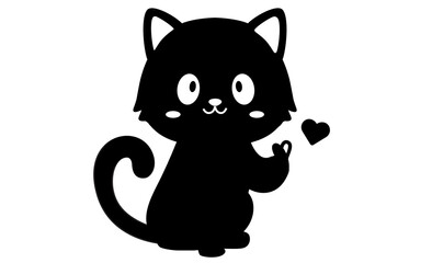 Black cat cartoon logo, isolated on white background. cat vector.