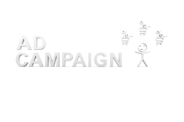 AD CAMPAIGN concept white background 3d render illustration