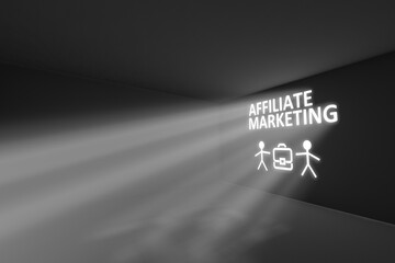 Obraz premium AFFILIATE MARKETING rays volume light concept 3d illustration