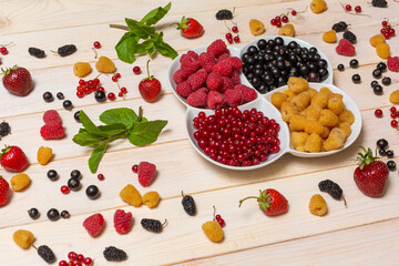 Various fresh summer berries. Top view