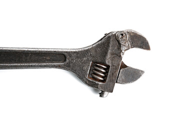 Set of tools over a wood panel. Collection of vintage tools.