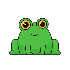Cute frog on a white background in a flat style. Children's vector illustration