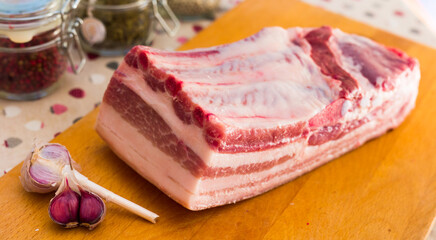 fresh piece of lard ready for salting