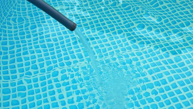 the folding pool is filled with water from a hose. clean tap water for the pool. purchase of items for recreation. summer entertainment. water filtration. means for disinfection and cleaning.