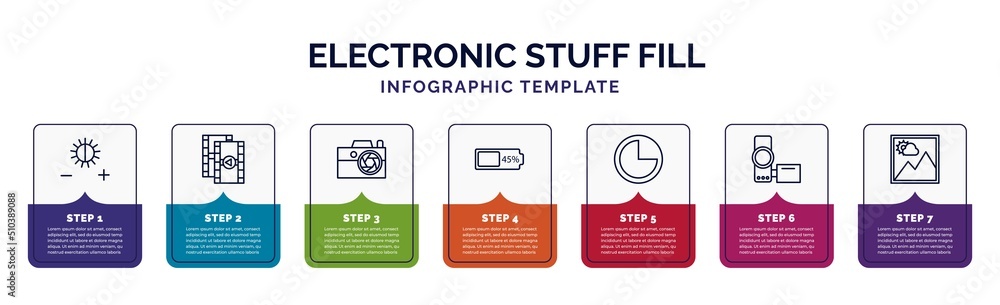 Poster infographic template with icons and 7 options or steps. infographic for electronic stuff fill concep
