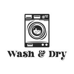 Wash and dry funny slogan inscription. Laundry vector quotes. Isolated on white background. Funny textile, frame, postcard, banner decorative print. Illustration with typography.