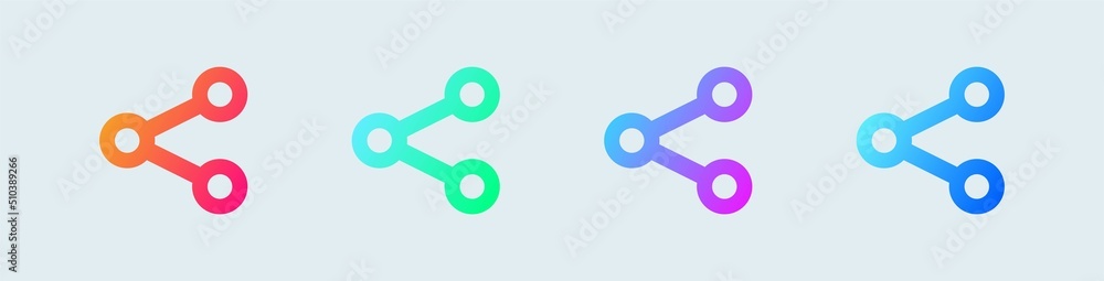Aufkleber share line icons set in gradient colors. connect, data sharing, link symbol, network share, share ic