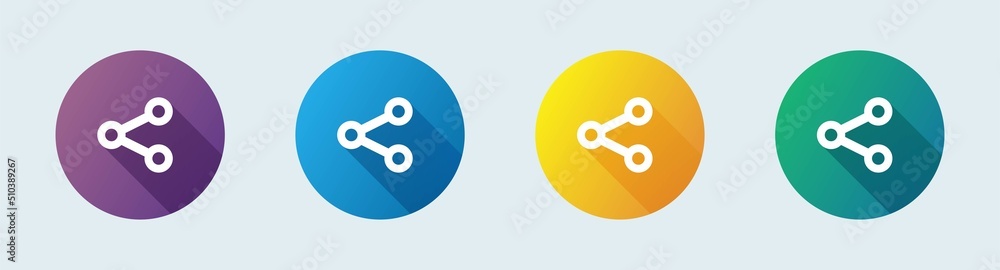 Poster share line icons set in flat design style. connect, data sharing, link symbol, network share, share 