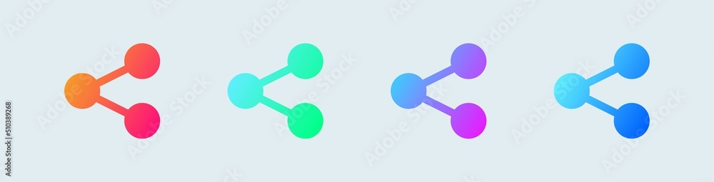 Poster share solid icons set in gradient colors. connect, data sharing, link symbol, network share, share i