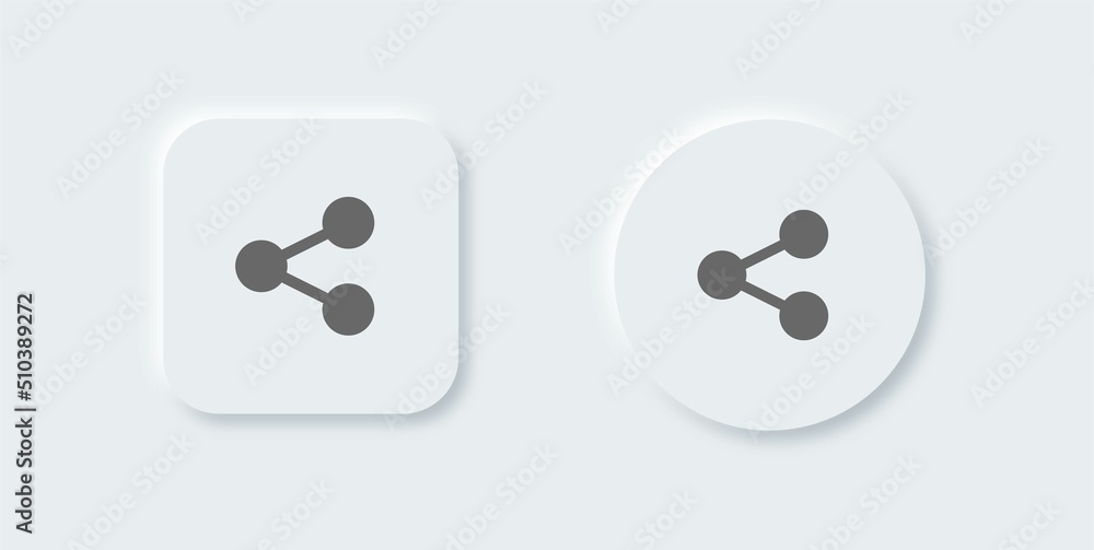 Poster share solid icons set in neomorphic design style. connect, data sharing, link symbol, network share,