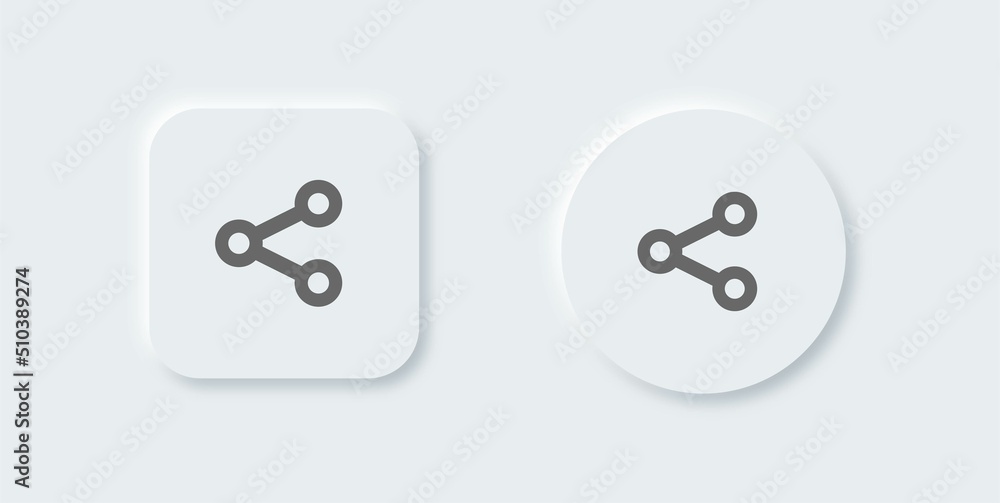 Poster share line icons set in neomorphic design style. connect, data sharing, link symbol, network share, 