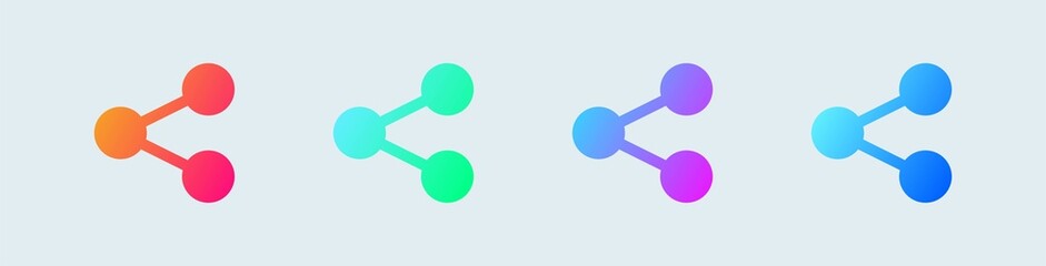 Share solid icons set in gradient colors. Connect, data sharing, link symbol, network share, share icon button set.