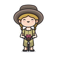 cute girl ride bicycle vector