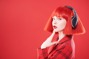 trendy girl in headphones