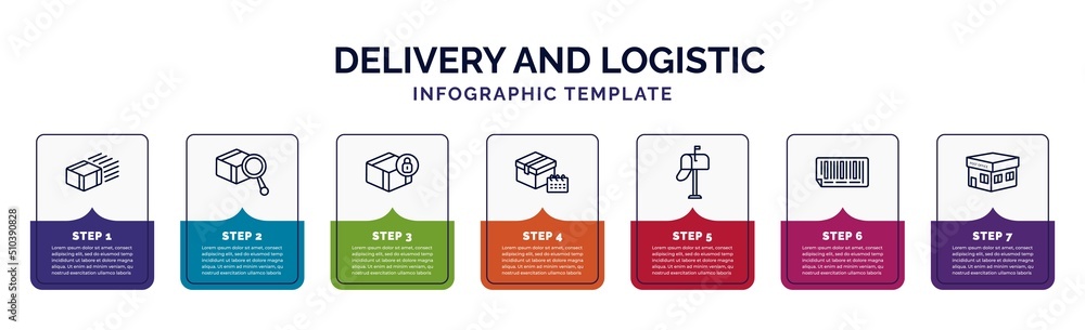 Poster infographic template with icons and 7 options or steps. infographic for delivery and logistic concep