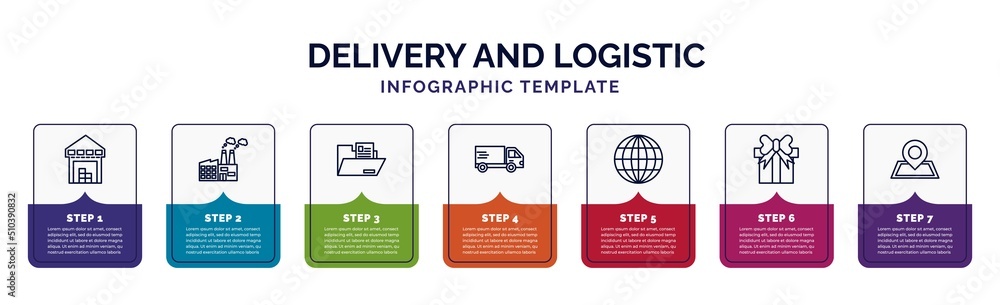 Poster infographic template with icons and 7 options or steps. infographic for delivery and logistic concep
