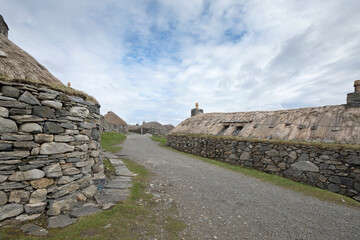 Blackhouses at Gearrannan near Dun Carloway, Isle of Lewis - obrazy, fototapety, plakaty