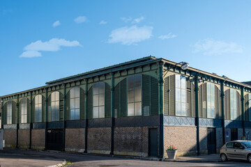 Fototapeta premium Covered market in the Baltard style in Chaource, Aube, France