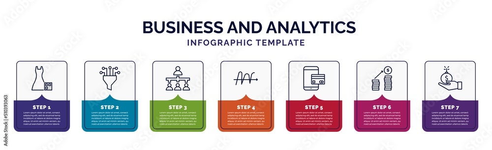 Poster infographic template with icons and 7 options or steps. infographic for business and analytics conce