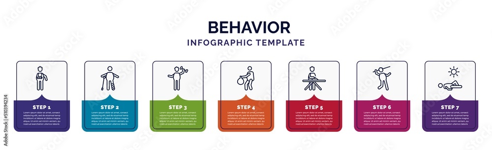 Poster infographic template with icons and 7 options or steps. infographic for behavior concept. included f