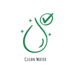 Clean water icon doodle illustration drawing hand drawn cartoon. Eco friendly green energy