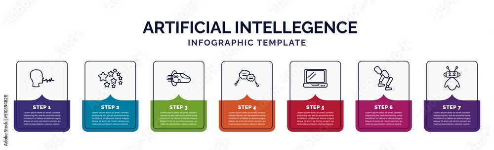 Poster infographic template with icons and 7 options or steps. infographic for artificial intellegence conc