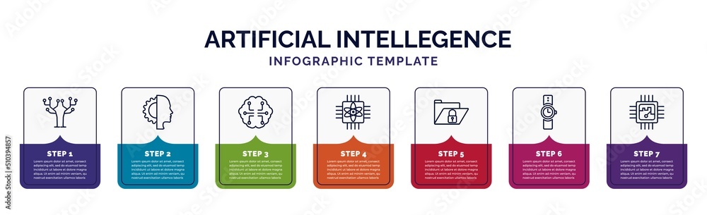 Poster infographic template with icons and 7 options or steps. infographic for artificial intellegence conc